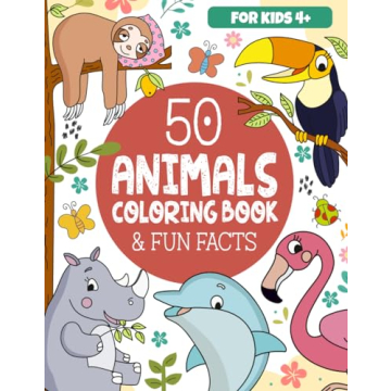 50 Animals Coloring Book for Kids with Fun Facts