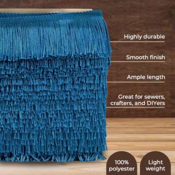 Trims By The Yard 4" Chainette Fringe Trim, Polyester-Made Decorative Fringe Trim, For Costumes, Uni...