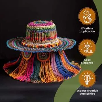 Trims By The Yard 4" Chainette Fringe Trim, Polyester-Made Decorative Fringe Trim, For Costumes, Uniforms, Home Decor, and Party Decorations, Washable Fringes, 5-Yard Cut, Turquoise