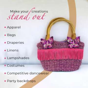 Trims By The Yard 4" Chainette Fringe Trim, Polyester-Made Decorative Fringe Trim, For Costumes, Uniforms, Home Decor, and Party Decorations, Washable Fringes, 5-Yard Cut, Turquoise