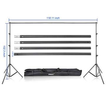 EMART Photo Video Studio Backdrop Stand Kit, 8.5x10ft Adjustable Photography Greenscreen Support Sys...