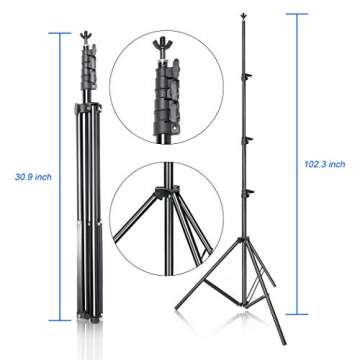 EMART Photo Video Studio Backdrop Stand Kit, 8.5x10ft Adjustable Photography Greenscreen Support System with 3 Polyester Backgrounds for Photoshoot (Black White Green)