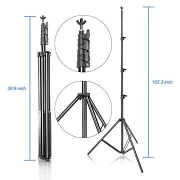 EMART Photo Video Studio Backdrop Stand Kit, 8.5x10ft Adjustable Photography Greenscreen Support System with 3 Polyester Backgrounds for Photoshoot (Black White Green)