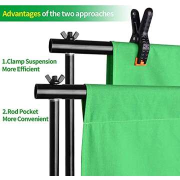 EMART Photo Video Studio Backdrop Stand Kit, 8.5x10ft Adjustable Photography Greenscreen Support System with 3 Polyester Backgrounds for Photoshoot (Black White Green)