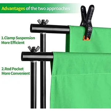 EMART Photo Video Studio Backdrop Stand Kit, 8.5x10ft Adjustable Photography Greenscreen Support System with 3 Polyester Backgrounds for Photoshoot (Black White Green)