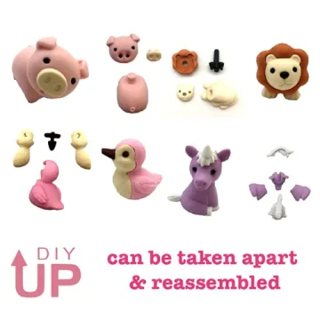 OHill Pack of 32 Animal Erasers Bulk Kids Pencil Erasers Puzzle Erasers Mini Novelty Erasers for Classroom Rewards, Party Favors, Games Prizes, Carnivals Gift and School Supplies