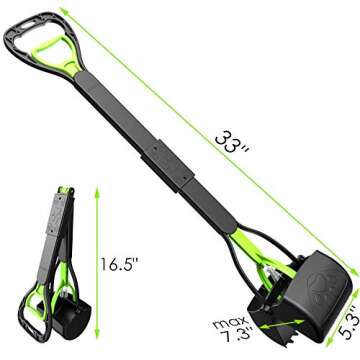 TIMINGILA 33" Long Handle Portable Pet Pooper Scooper for Large and Small Dogs,High Strength Material and Durable Spring,Great for Lawns, Grass, Dirt, Gravel
