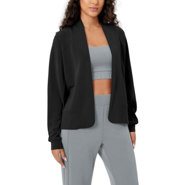 ODODOS Women's Modal Soft Open Front Cardigans Long Sleeve Casual Wrap Outwear, Black, Medium