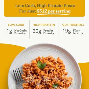 Chef’s Kiss Low Carb Lupin Rotini Pasta – Low Net Carb (1g), High Protein (20g) – Gluten Free,...