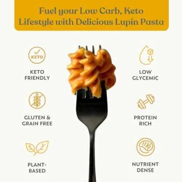 Chef’s Kiss Low Carb Lupin Rotini Pasta – Low Net Carb (1g), High Protein (20g) – Gluten Free, Keto Friendly, High Fiber, Plant-Based, and crafted from Lupins – 7 oz (2 Pack)