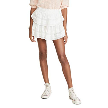 Elegant LOVESHACKFANCY Ruffle Mini Skirt in Antique White