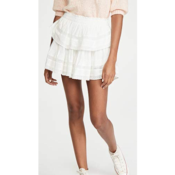 Elegant LOVESHACKFANCY Ruffle Mini Skirt in Antique White