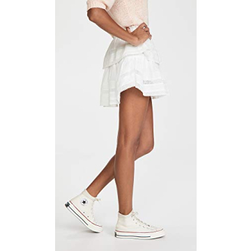 Elegant LOVESHACKFANCY Ruffle Mini Skirt in Antique White