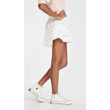 Elegant LOVESHACKFANCY Ruffle Mini Skirt in Antique White