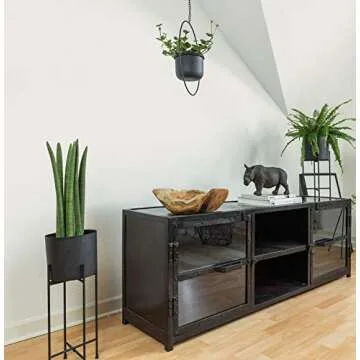 Kimisty Modern Mid Century Black Planters with Stand Set