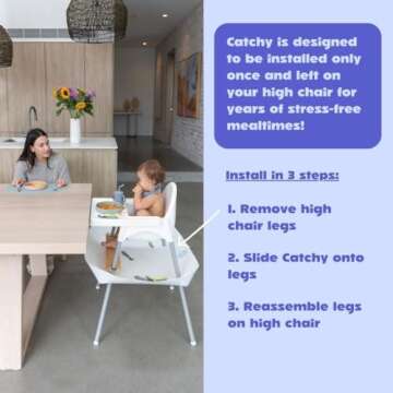 CATCHY - Food Catcher - Compatible with IKEA Antilop High Chair - Highchair Sold Separately - Baby & Toddler Food & Mess Catcher - Under High Chair Accessory - Baby Feeding Essentials