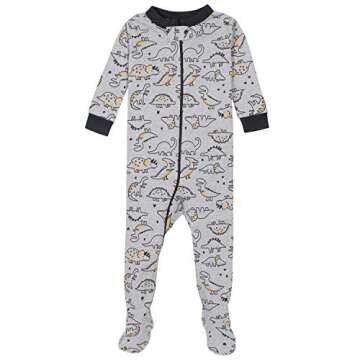 Gerber Baby Boys' 4-Pack Footed Pajamas, Dinosaurs Space Grey, 18 Months