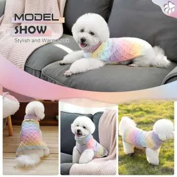 YUDODO Dog Sweater for Small Dogs Colorful Knitted Puppy Sweater Pet Dog Winter Clothes Warm Sweater for Yorkies Chihuahua(Large,Multi-Colored)