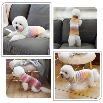 YUDODO Dog Sweater for Small Dogs Colorful Knitted Puppy Sweater Pet Dog Winter Clothes Warm Sweater for Yorkies Chihuahua(Large,Multi-Colored)
