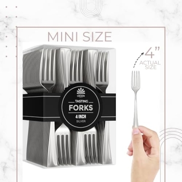 Exquisite Plastic Mini Forks 100CT Premium Quality Silverware Silver Look Alike Heavy Duty Plastic Tasting Dessert Forks