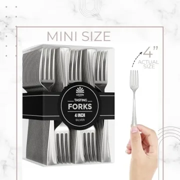 Exquisite Plastic Mini Forks 100CT Premium Quality Silverware Silver Look Alike Heavy Duty Plastic Tasting Dessert Forks