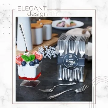 Exquisite Plastic Mini Forks 100CT Premium Quality Silverware Silver Look Alike Heavy Duty Plastic Tasting Dessert Forks