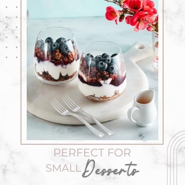 Exquisite Plastic Mini Forks 100CT Premium Quality Silverware Silver Look Alike Heavy Duty Plastic Tasting Dessert Forks