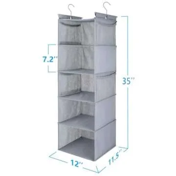 MAX Houser 5 Shelf Hanging Closet Organizer for Simple Storage