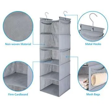MAX Houser 5 Shelf Hanging Closet Organizer for Simple Storage