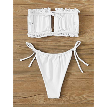 Floerns Ruched Bandeau Cheeky Bikini for Women
