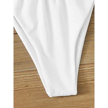 Floerns Ruched Bandeau Cheeky Bikini for Women