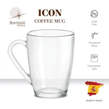Elegant Bormioli Rocco Glass Coffee Mugs, Set of Six