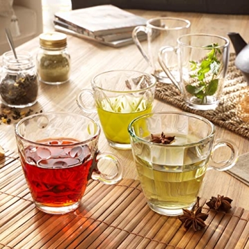 Elegant Bormioli Rocco Glass Coffee Mugs, Set of Six