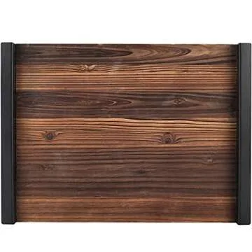 Rustic Wood Serving Tray with Metal Handles 17 inches