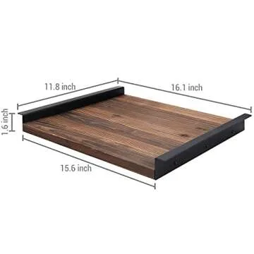 Rustic Wood Serving Tray with Metal Handles 17 inches