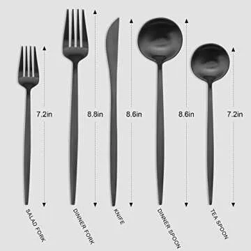 Matte Black Silverware Set, Vanys 20 Piece Stainless Steel Cutlery Flatware Set, Kitchen Utensil Set...