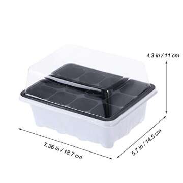 10 Trays with Dome 12 Cells for Gardening Bonsai Plant Grow Starting Germination Kit (White)