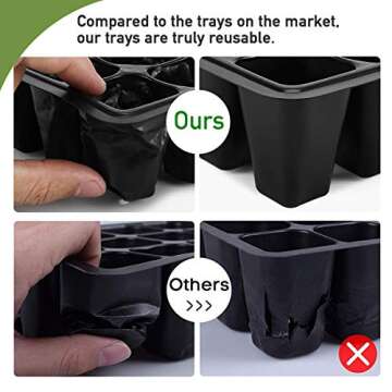 10 Trays with Dome 12 Cells for Gardening Bonsai Plant Grow Starting Germination Kit (White)