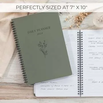 Beautiful 2024 Daily Planner - 7" x 10" Daily Planner for Women or Men with Weekly & Monthly Spreads for Easy Planning - Perfect Calendar Book To Organize All Tasks and Boost Productivity