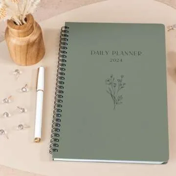 Beautiful 2024 Daily Planner - 7" x 10" Daily Planner for Women or Men with Weekly & Monthly Spreads for Easy Planning - Perfect Calendar Book To Organize All Tasks and Boost Productivity