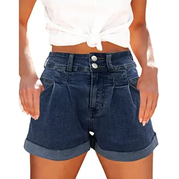Hilltichu Women’s Casual High Waist Pocketed Denim Shorts - Chic Comfort