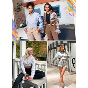 BALEAF Women's Cropped Half Zip Sweatshirt Ribbed Corset Hems