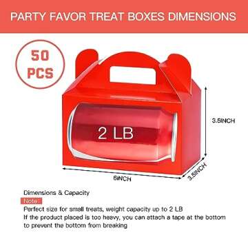 MOORAY 50 Pack Gable Treat Boxes for Parties and More