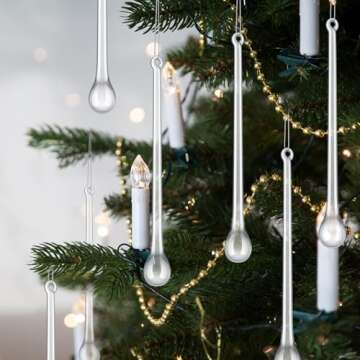 Ninehaoou 24 Pcs Glass Icicle Ornaments for Decor