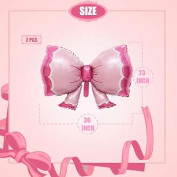 PANRRPERS 2 Pieces Bow Balloon Pink Bowtie Foil Balloon for Birthday Party Baby Shower Bridal Gender...