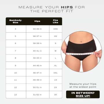 Bambody Absorbent Panties, Post-Partum, Period Underwear for Women and Teens - Leakproof, Soft, Comfortable, Breathable - Large, 1 Pack, Black