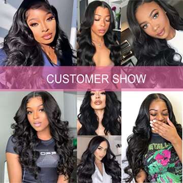 KRSI V Part Wig Body Wave Glueless Wig Clip in Extensions Thin Part Wig Long Wavy Black Half Wig for Black Women, Hair No Leave Out V Part Wigs Beginner Friendly No Sew in Synthetic Wigs(24 inch)