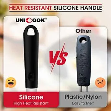 Unicook Upgraded Silicone Spatula, Flexible Egg Turner, 600°F Heat Resistant Silicone Handle, Kitchen Cooking Utensils, Ideal for Flipping Eggs, Pancake, Burgers, Crepes and More, Small and Medium