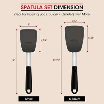 Unicook Upgraded Silicone Spatula, Flexible Egg Turner, 600°F Heat Resistant Silicone Handle, Kitchen Cooking Utensils, Ideal for Flipping Eggs, Pancake, Burgers, Crepes and More, Small and Medium