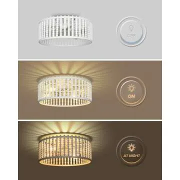 Frstem 20" Boho Wood Beaded Fandelier, 6-Speed Flush Mount Caged Ceiling Fan with Light & Remote Control, Rustic Chandelier Fan Bladeless/Quiet Motor/Low Profile, for Bedroom Living Room, White